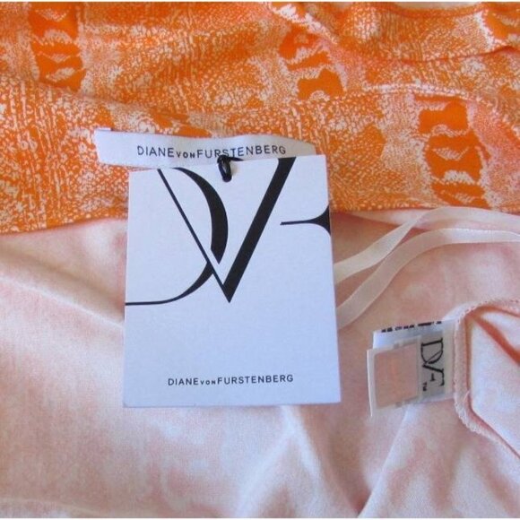 DVF Diane von Furstenberg New Julian two Oasis Snake Orange wrap dress white 0 - Picture 4 of 4